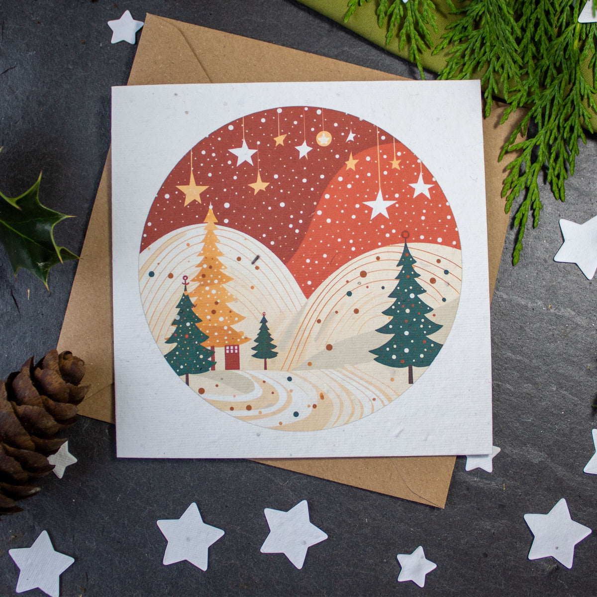 Plantable Christmas Card - Red Christmas Trees