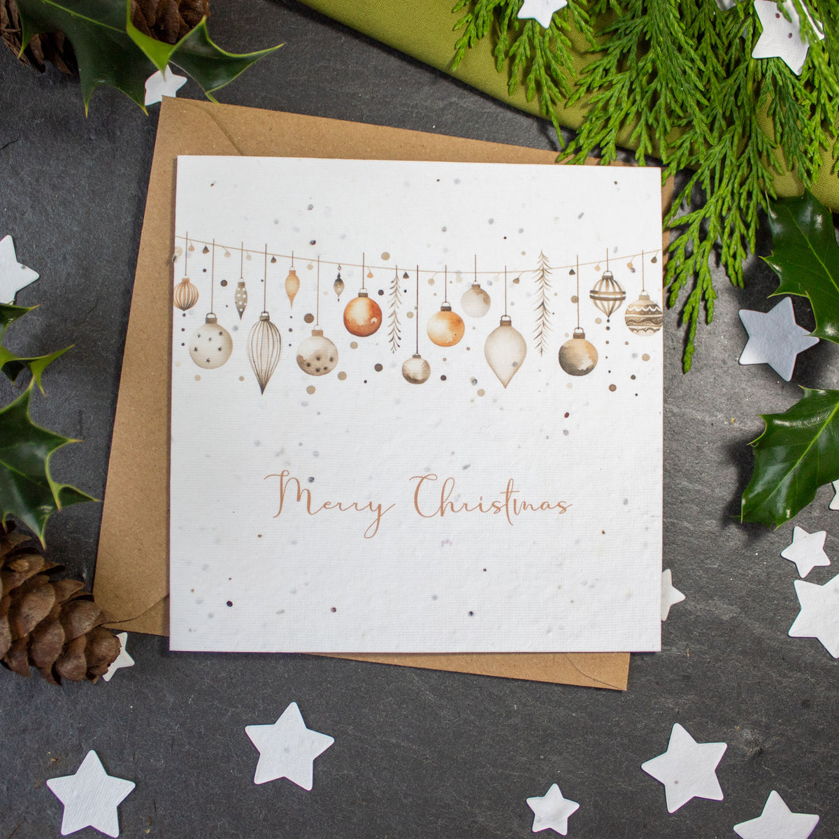 Plantable Christmas Card - Bronze Baubles