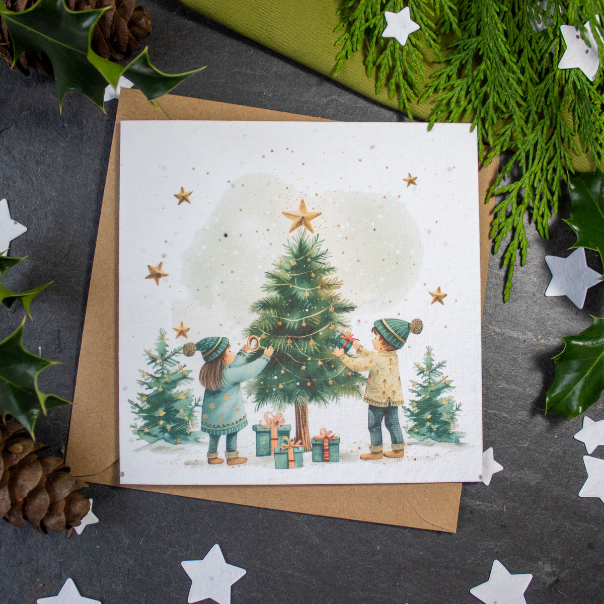 Plantable Christmas Card - Tree Decorating