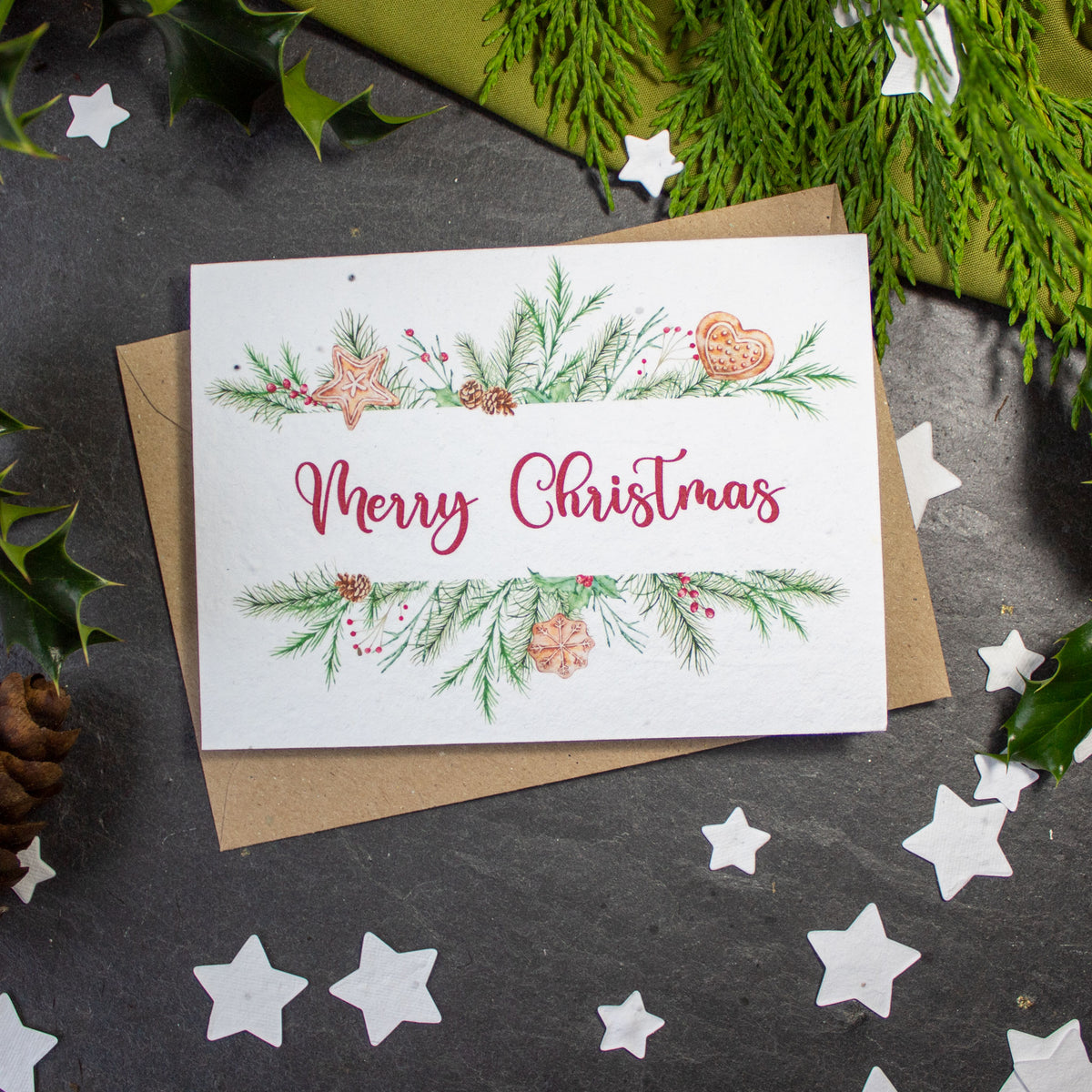 Plantable Christmas Card - Merry Christmas Greenery