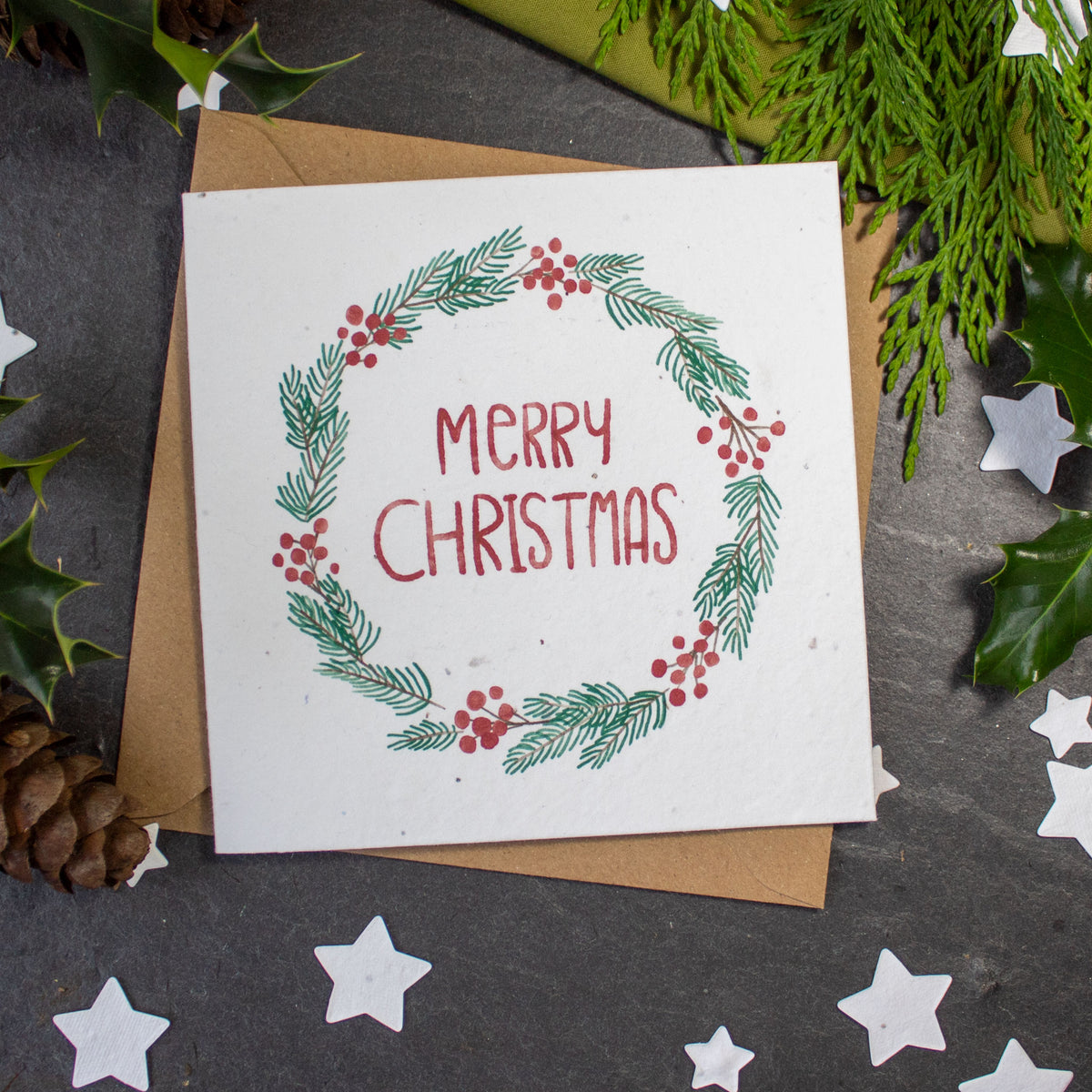 Plantable Christmas Card - Merry Christmas Wreath